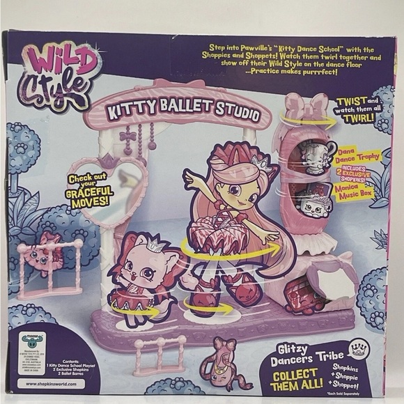 NEW Shopkins Kitty Ballet Studio Dance School Play Set Wild style Collector Set - Picture 2 of 7